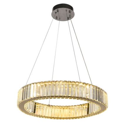 Светодиодная регулируемая кристальная люстра на тросе LED/40W/230V 3000-6500K глянцевый хром + пульт дистанционного управления