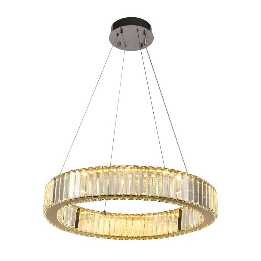 Светодиодная регулируемая кристальная люстра на тросе LED/40W/230V 3000-6500K глянцевый хром + пульт дистанционного управления