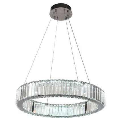 Светодиодная регулируемая кристальная люстра на тросе LED/40W/230V 3000-6500K глянцевый хром + пульт дистанционного управления