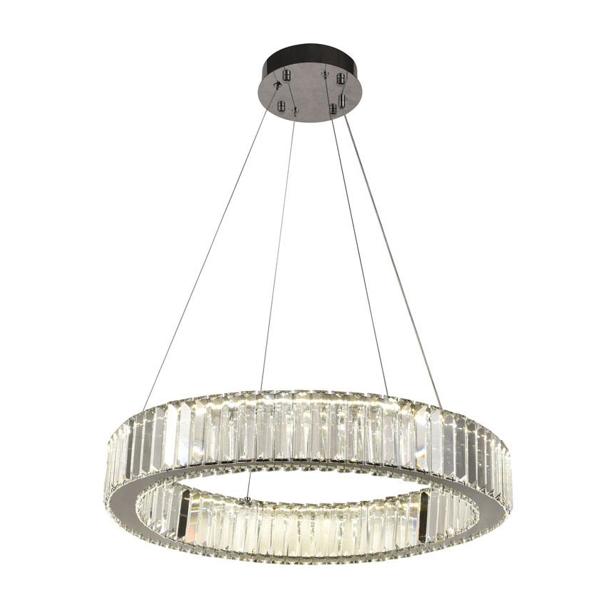 Светодиодная регулируемая кристальная люстра на тросе LED/40W/230V 3000-6500K глянцевый хром + пульт дистанционного управления
