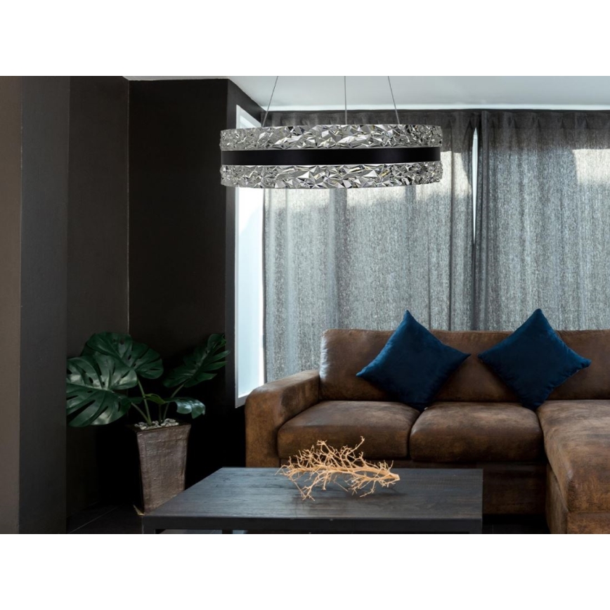 Светодиодная регулируемая хрустальная люстра на тросе LED/80W/230V 3000-6500K черная + пульт дистанционного управления