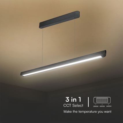 Светодиодная люстра на тросе LED/36W/230V 3000/4000/6400K черная