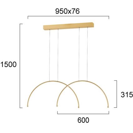 LED люстра на тросе MEGAN LED/39W/230V золотая