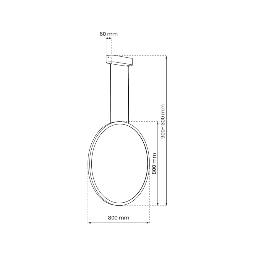 LED-люстра на тросе SATURNO LED/46W/230V, диаметром 80 см, IP44, чёрная