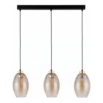 LED-люстра на тросе SEBO 3xE27/15W/230V черная/дымчато-бежевая