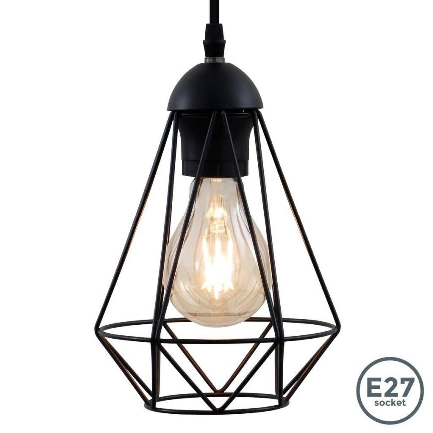 LED-люстра на тросі 1xE27/6,5W/230V 2500K чорна
