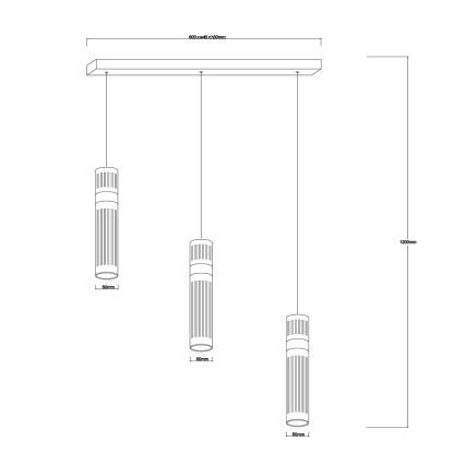 LED люстра на тросі AMBIENTE 3xLED/6 Вт/230 В 3000/4000/6000 К золота