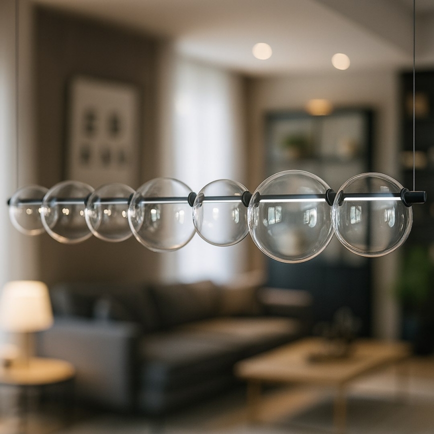 LED-люстра на тросі ATOLA LED/19W/230V чорна/прозора