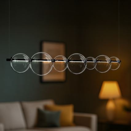 LED-люстра на тросі ATOLA LED/19W/230V чорна/прозора