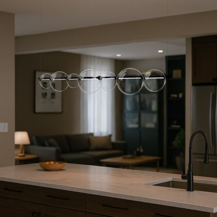 LED-люстра на тросі ATOLA LED/19W/230V чорна/прозора