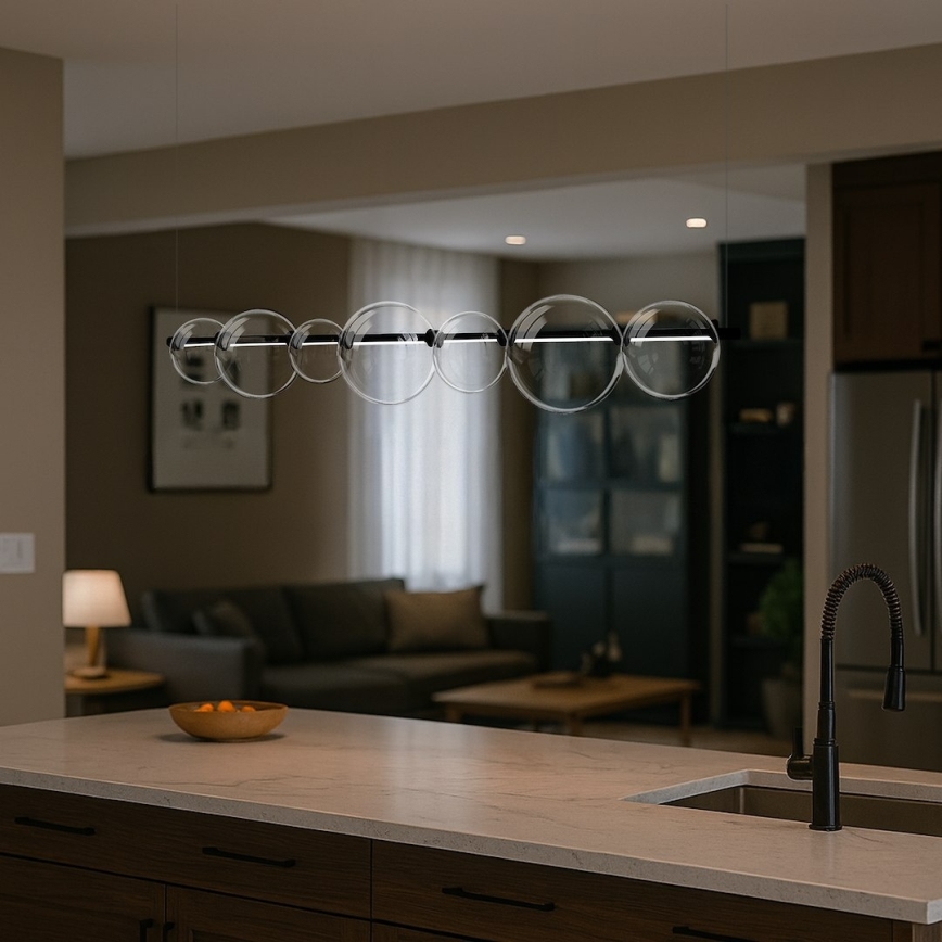 LED-люстра на тросі ATOLA LED/19W/230V чорна/прозора