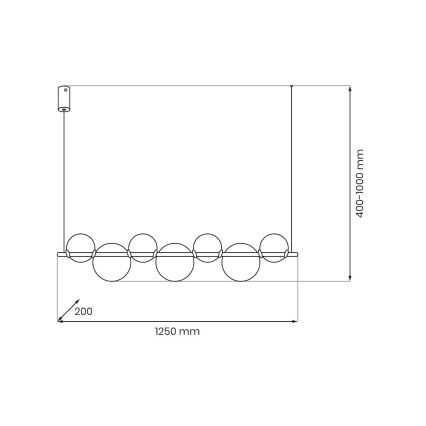LED-люстра на тросі ATOLA LED/19W/230V чорна/прозора