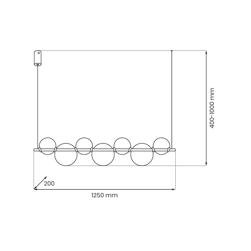 LED-люстра на тросі ATOLA LED/19W/230V чорна/прозора