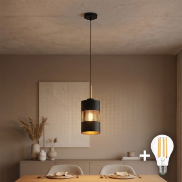 LED-люстра на тросі BOGART 1xE27/15W/230V чорний/золотий