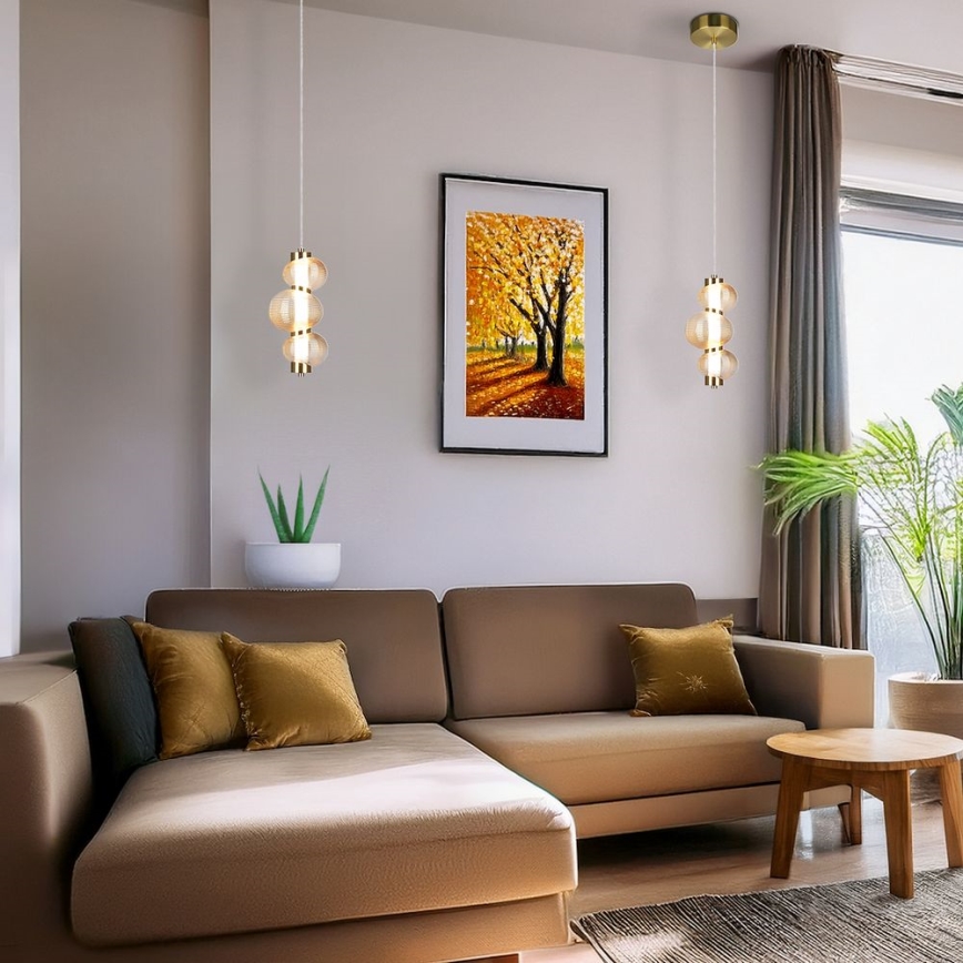 LED люстра на тросі BOLLA LED/12W/230V Ø 16 см, золота/димчасто-бежева