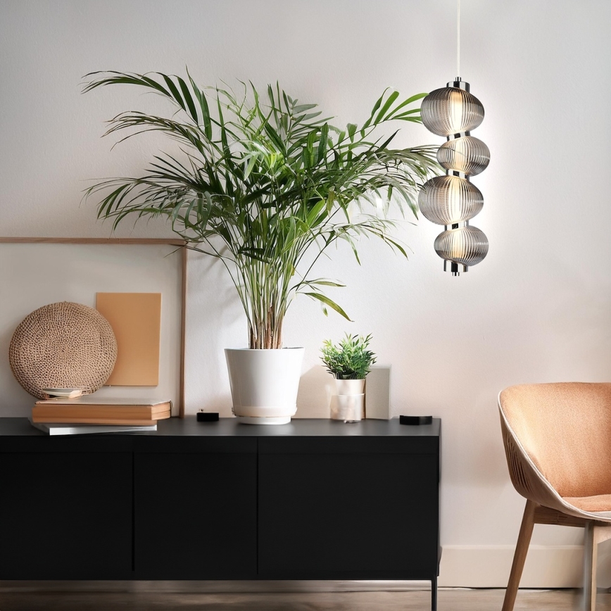 LED-люстра на тросі BOLLA LED/17W/230V Ø 16 см глянцевий хром/димчасто-сірий