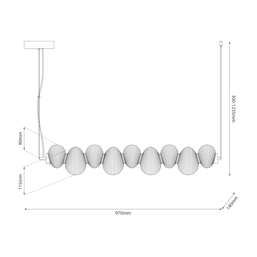 LED-люстра на тросі BOLLA LED/32W/230V золота/димчасто-бежева