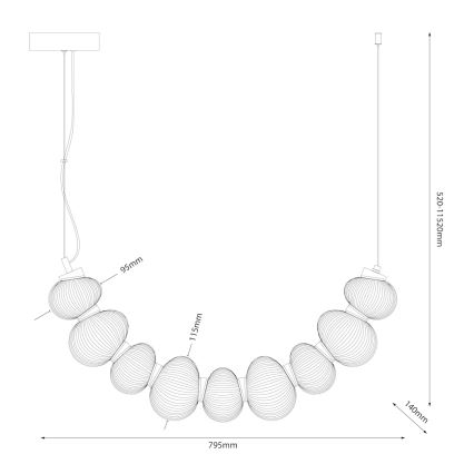 LED-люстра на тросі BOLLA LED/36W/230V золота/димчасто-бежева