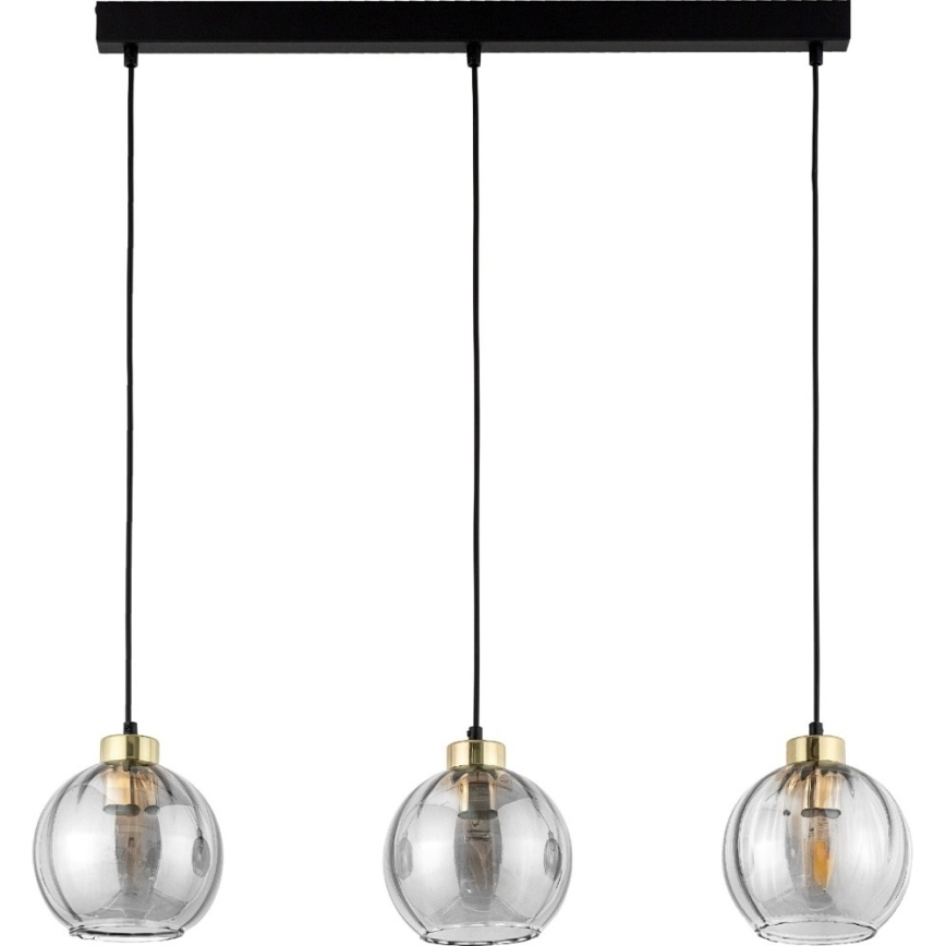 LED люстра на тросі DEVI 3xE27/15W/230V чорна/димчаста
