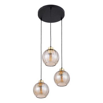 LED-люстра на тросі DEVI 3xE27/15W/230V чорна/димчасто-бежева