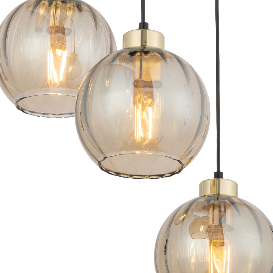 LED-люстра на тросі DEVI 3xE27/15W/230V чорна/димчасто-бежева
