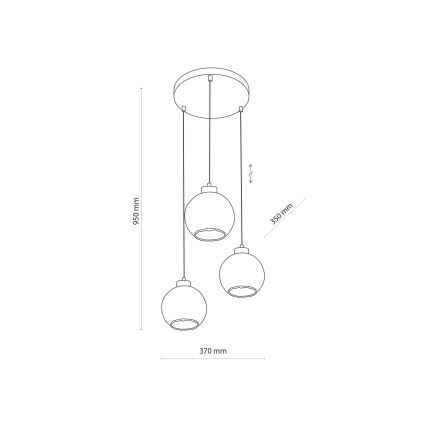LED-люстра на тросі DEVI 3xE27/15W/230V чорна/димчасто-бежева