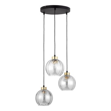 LED-люстра на тросі DEVI 3xE27/15W/230V чорна/прозора