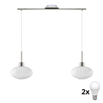 LED-люстра на тросі HARMA 2xE27/60W/230V матовий хром/білий