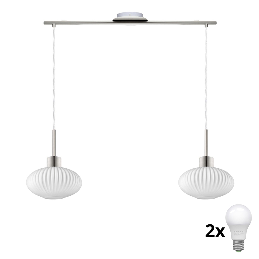 LED-люстра на тросі HARMA 2xE27/60W/230V матовий хром/білий