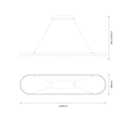 LED люстра на тросі LED/45W/230V золота