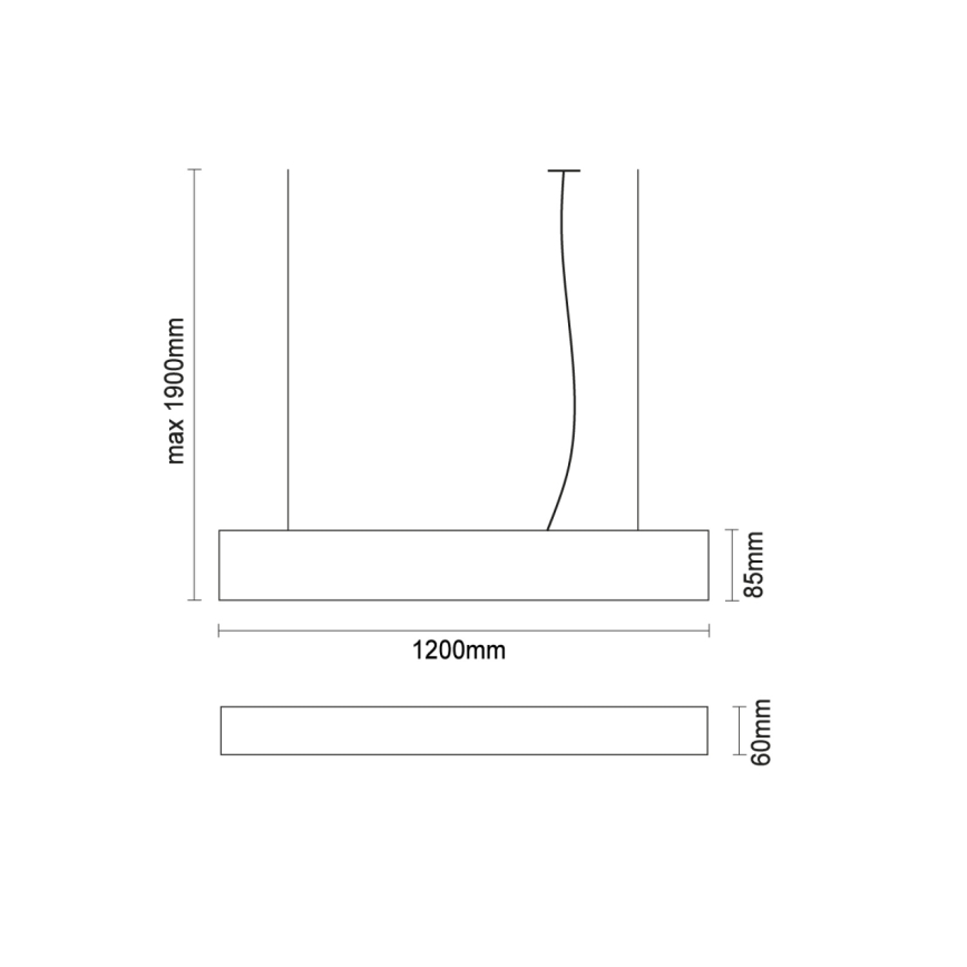 LED-люстра на тросі LED/55W/230V 3000/4000/6500K 120 см чорна