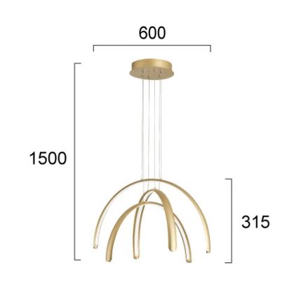 LED люстра на тросі MEGAN LED/41W/230V золота