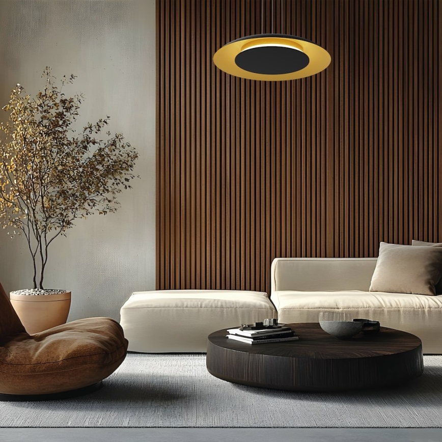 LED-люстра на тросі PIATTINO LED/30 Вт/230 В 2700/3200/4000К діаметр 40 см чорний/золотистий