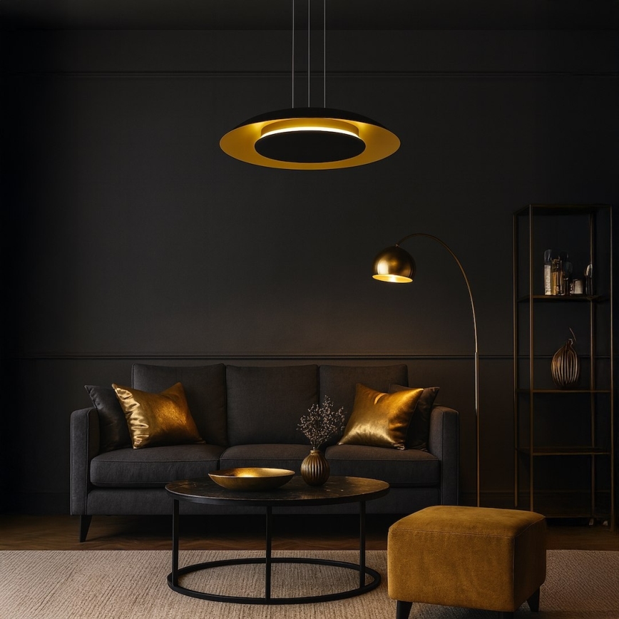 LED-люстра на тросі PIATTINO LED/30 Вт/230 В 2700/3200/4000К діаметр 40 см чорний/золотистий