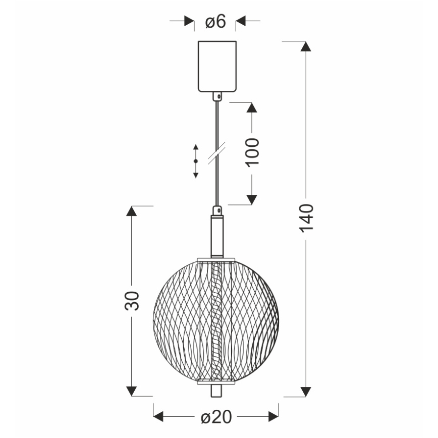 LED люстра на тросі PUMA LED/10W/230V діаметр 20 см чорна