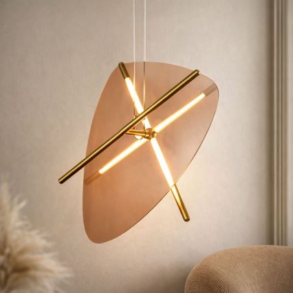 LED-люстра на тросі RELAX LED/15W/230V золота/димчасто-коричнева