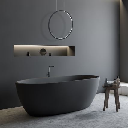 LED-люстра на тросі SATURNO, 28 Вт / 230 В, діаметр 50 см, IP44, чорна