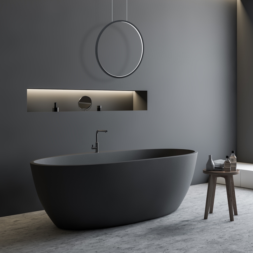 LED-люстра на тросі SATURNO, 28 Вт / 230 В, діаметр 50 см, IP44, чорна