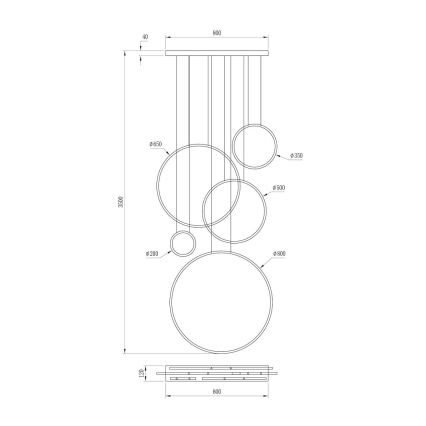 LED-люстра на тросі SATURNO LED/100W/230V чорна