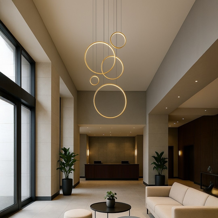 LED люстра на тросі SATURNO LED/100W/230V золота