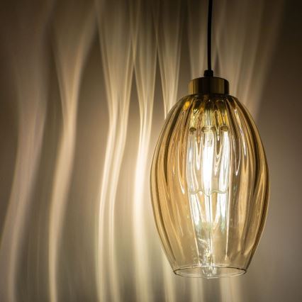 LED-люстра на тросі SEBO 1xE27/15W/230V чорна/димчаста бежева