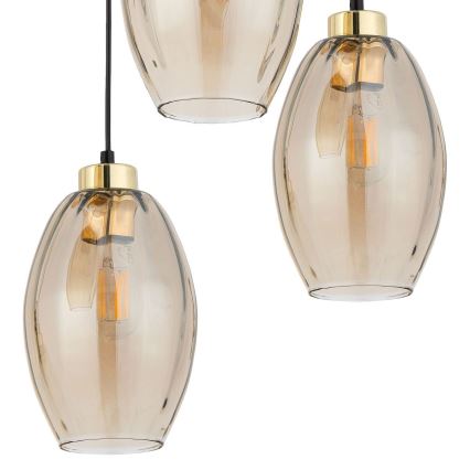 LED-люстра на тросі SEBO 3xE27/15W/230V чорна/димчасто-бежева