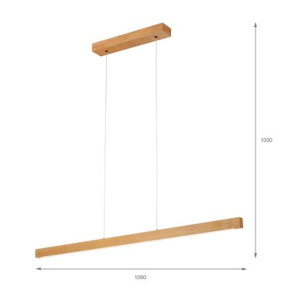 LED люстра на тросі VERDE LED/18W/230V 3000K 106 см дуб