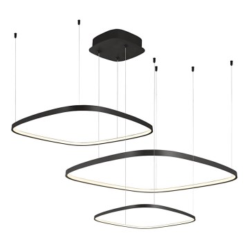 LED люстра на тросі з регулюванням яскравості LORENZO LED/70W/230V 3000/4000/6000K чорна + пульт дистанційного керування