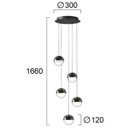LED-люстра на тросі ZIREA LED/30W/230V чорна