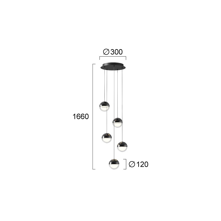 LED-люстра на тросі ZIREA LED/30W/230V чорна
