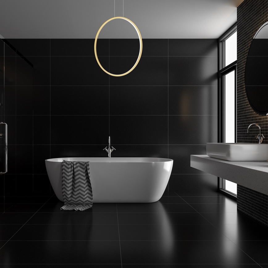 Светодиодная люстра на тросе SATURNO LED/46W/230V диам. 80 см IP44 золотистая