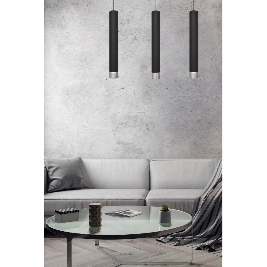 Светодиодная люстра на тросе TUBA 3xGU10/4,8W/230V черный/глянцевый хром