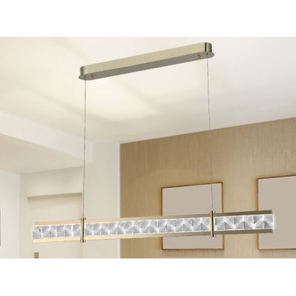 Кришталева підвісна LED-люстра ENRIQUE на тросі, з регульованою яскравістю LED/20W//230V 3000-6000K + пульт дистанційного керування