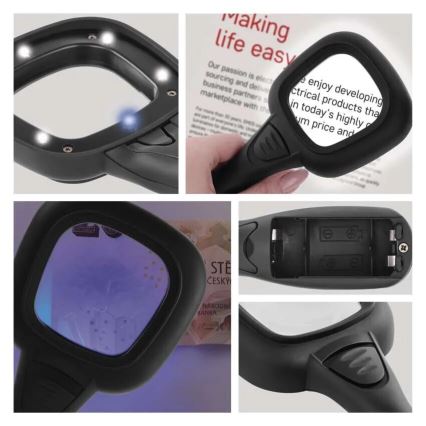 LED Лупа 2,5xZOOM з підсвіткою та ультрафіолетовим світлом LED/UV/2xAAA